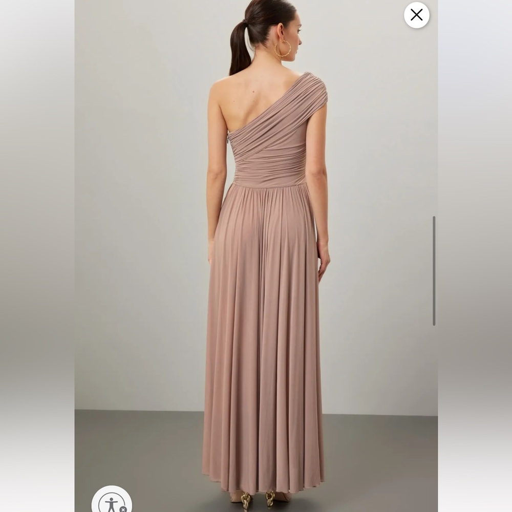 Ronny Kobo Collection One-Shoulder Taupe Maxi Dress - Picture 3 of 5